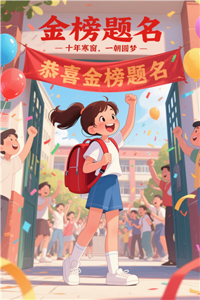 高考金榜题名卡通插画海报图片